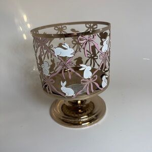 Bath & Body Works Pink Bow Bunny 3-Wick Candle Holder Pedestal Easter Spring NWT